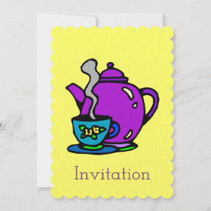 Cute Tea Pot and Cup Invitation