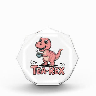 Cute Tea-Rex Pink Dinosaur – Sip Happens! Acrylic Award