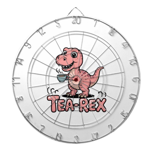 Cute Tea-Rex Pink Dinosaur – Sip Happens! Dart Board (Front)