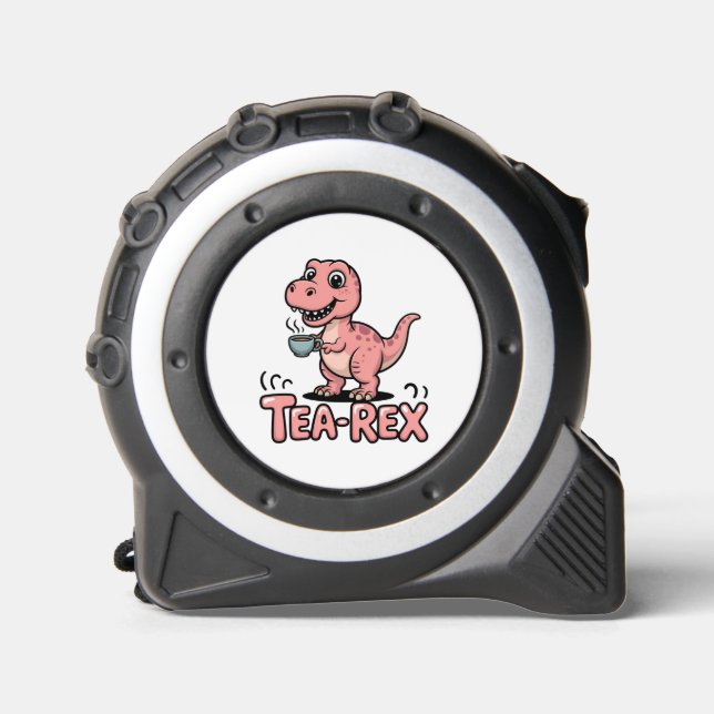 Cute Tea-Rex Pink Dinosaur – Sip Happens! Tape Measure (Front)
