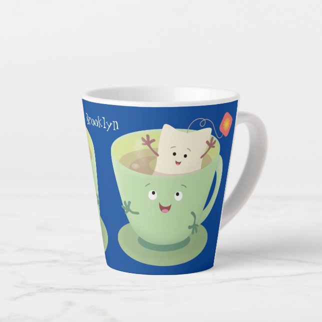 Cute teabag cup cartoon humor character (Right Angle)