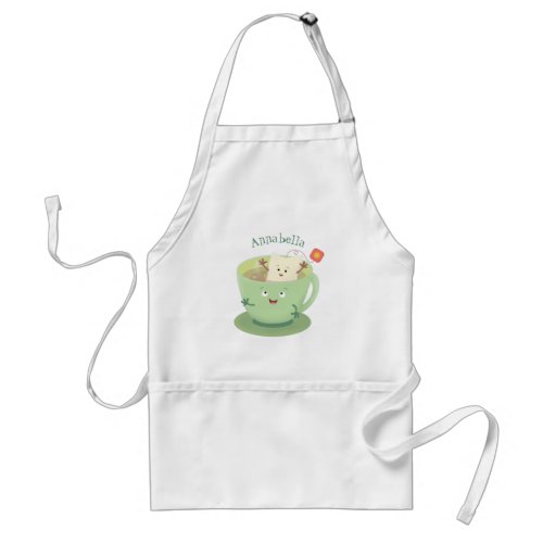 Cute teabag cup cartoon humor character adult apron