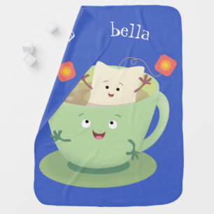 Cute teabag cup cartoon humor character baby blanket