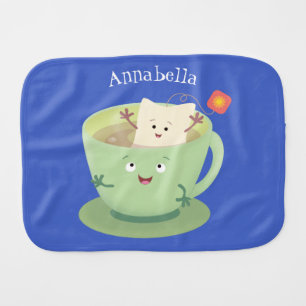 Cute teabag cup cartoon humor character baby burp cloth