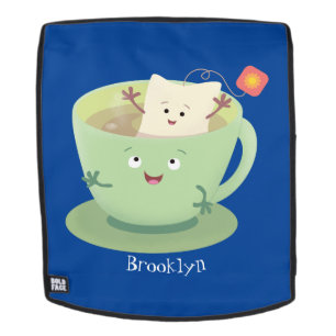 Cute teabag cup cartoon humor character backpack