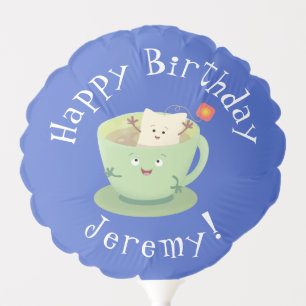 Cute teabag cup cartoon humor character balloon