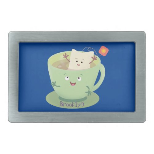 Cute teabag cup cartoon humor character belt buckle