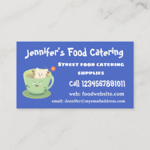 Cute teabag cup cartoon humor character business card