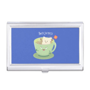 Cute teabag cup cartoon humor character business card case