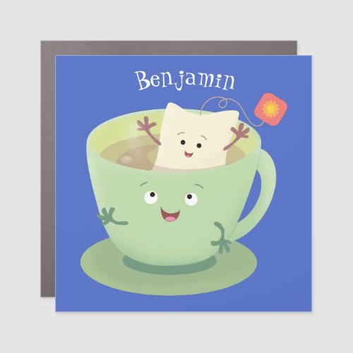 Cute teabag cup cartoon humor character car magnet