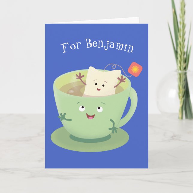 Cute teabag cup cartoon humor character card (Front)