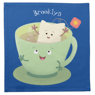 Cute teabag cup cartoon humor character cloth napkin