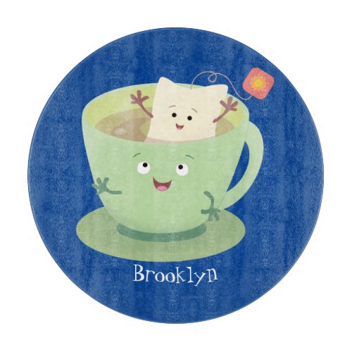 Cute teabag cup cartoon humor character cutting board