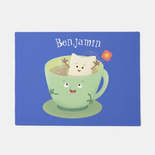Cute teabag cup cartoon humor character doormat