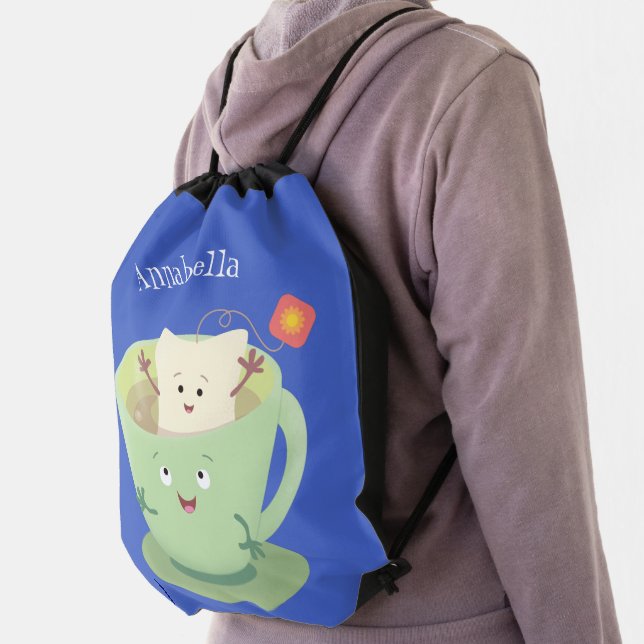 Cute teabag cup cartoon humor character drawstring bag (Insitu)