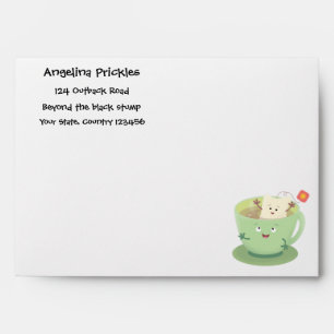 Cute teabag cup cartoon humor character envelope