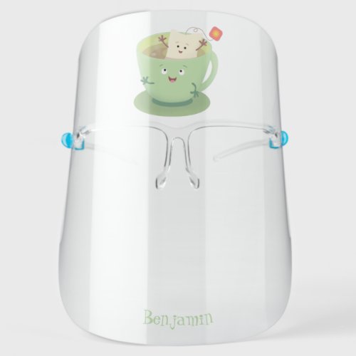 Cute teabag cup cartoon humor character  face shield