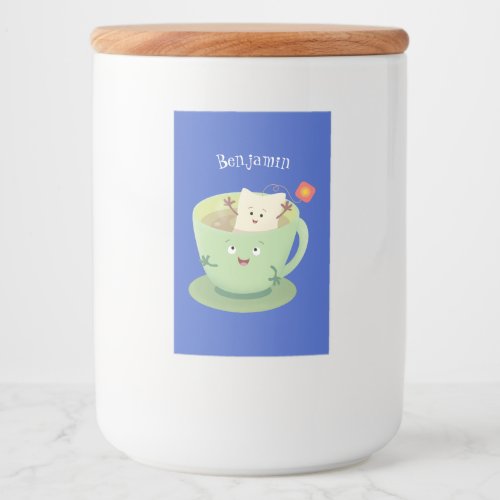 Cute teabag cup cartoon humor character food label