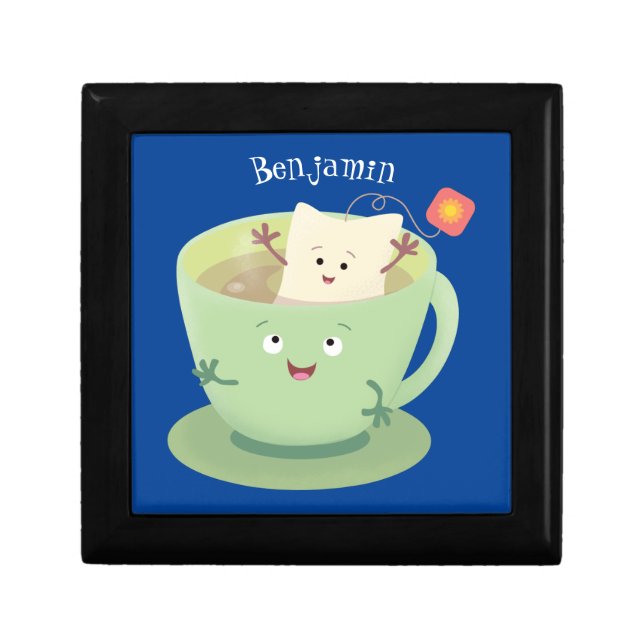 Cute teabag cup cartoon humor character gift box (Front)