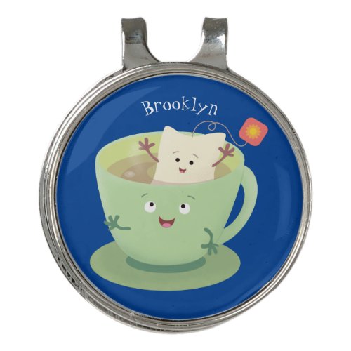 Cute teabag cup cartoon humor character golf hat clip