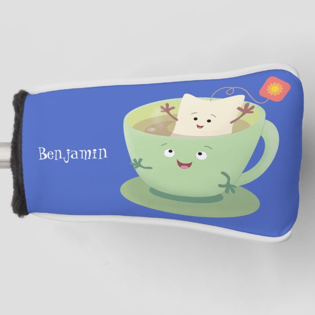 Cute teabag cup cartoon humor character golf head cover (Front)