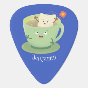 Cute teabag cup cartoon humor character guitar pick