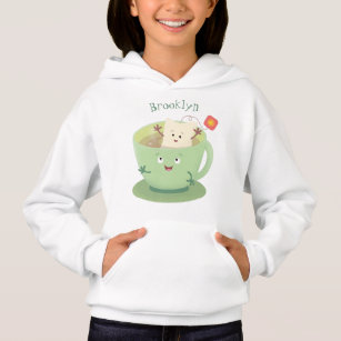 Cute teabag cup cartoon humor character hoodie