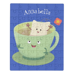 Cute teabag cup cartoon humor character jigsaw puzzle