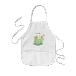 Cute teabag cup cartoon humor character kids' apron