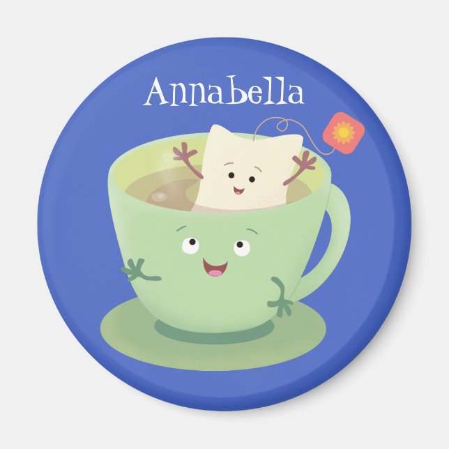 Cute teabag cup cartoon humor character magnet (Front)