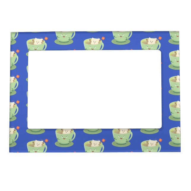 Cute teabag cup cartoon humor character magnetic frame (Front)