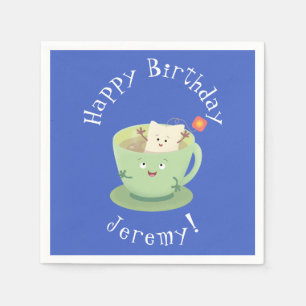 Cute teabag cup cartoon humor character napkins