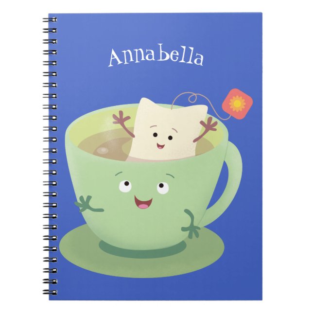 Cute teabag cup cartoon humor character notebook (Front)