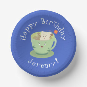 Cute teabag cup cartoon humor character paper bowls