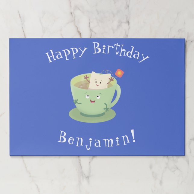 Cute teabag cup cartoon humor character paper pad (Front)