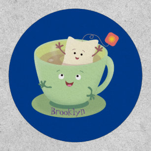 Cute teabag cup cartoon humor character patch