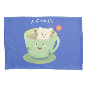 Cute teabag cup cartoon humor character pillow case