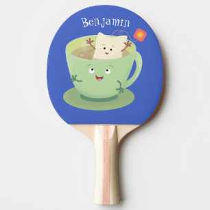 Cute teabag cup cartoon humor character ping pong paddle