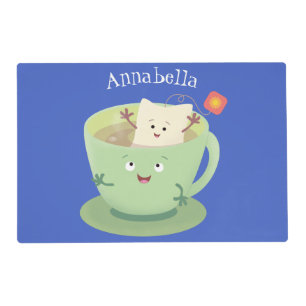Cute teabag cup cartoon humor character placemat