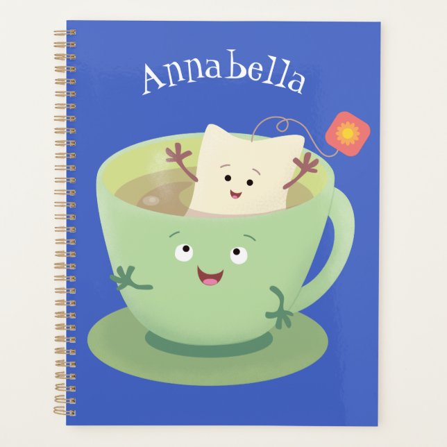 Cute teabag cup cartoon humor character planner (Front)