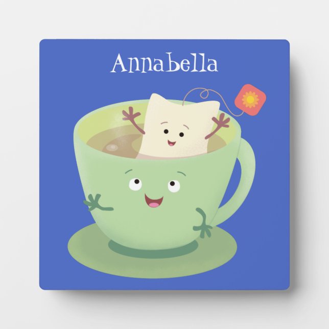 Cute teabag cup cartoon humor character plaque (Front)