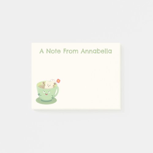 Cute teabag cup cartoon humor character post_it notes