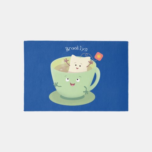 Cute teabag cup cartoon humor character rug