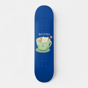 Cute teabag cup cartoon humor character skateboard