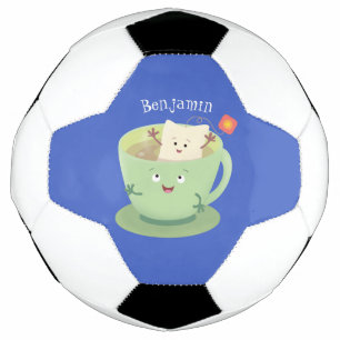 Cute teabag cup cartoon humor character soccer ball