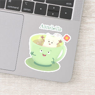 Cute teabag cup cartoon humor character sticker