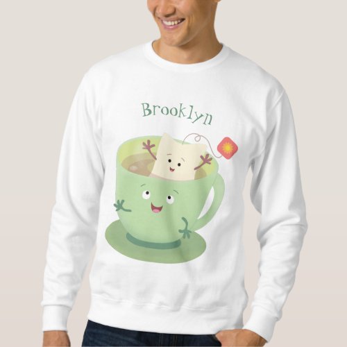 Cute teabag cup cartoon humor character sweatshirt