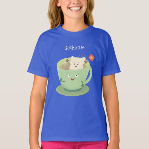 Cute teabag cup cartoon humor character T_Shirt