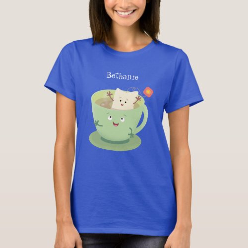 Cute teabag cup cartoon humor character T_Shirt