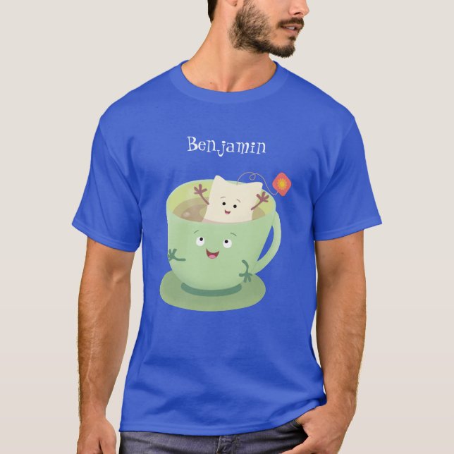 Cute teabag cup cartoon humor character T-Shirt (Front)